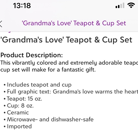 Grandma’s Love-Teapot & cup gift set. So cute! Pavilion Gift Company.  NWT boxed - Picture 6 of 6